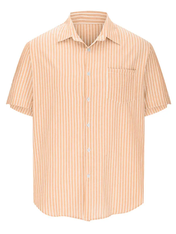 TEEK - Striped Short Sleeve Lapel Shirt