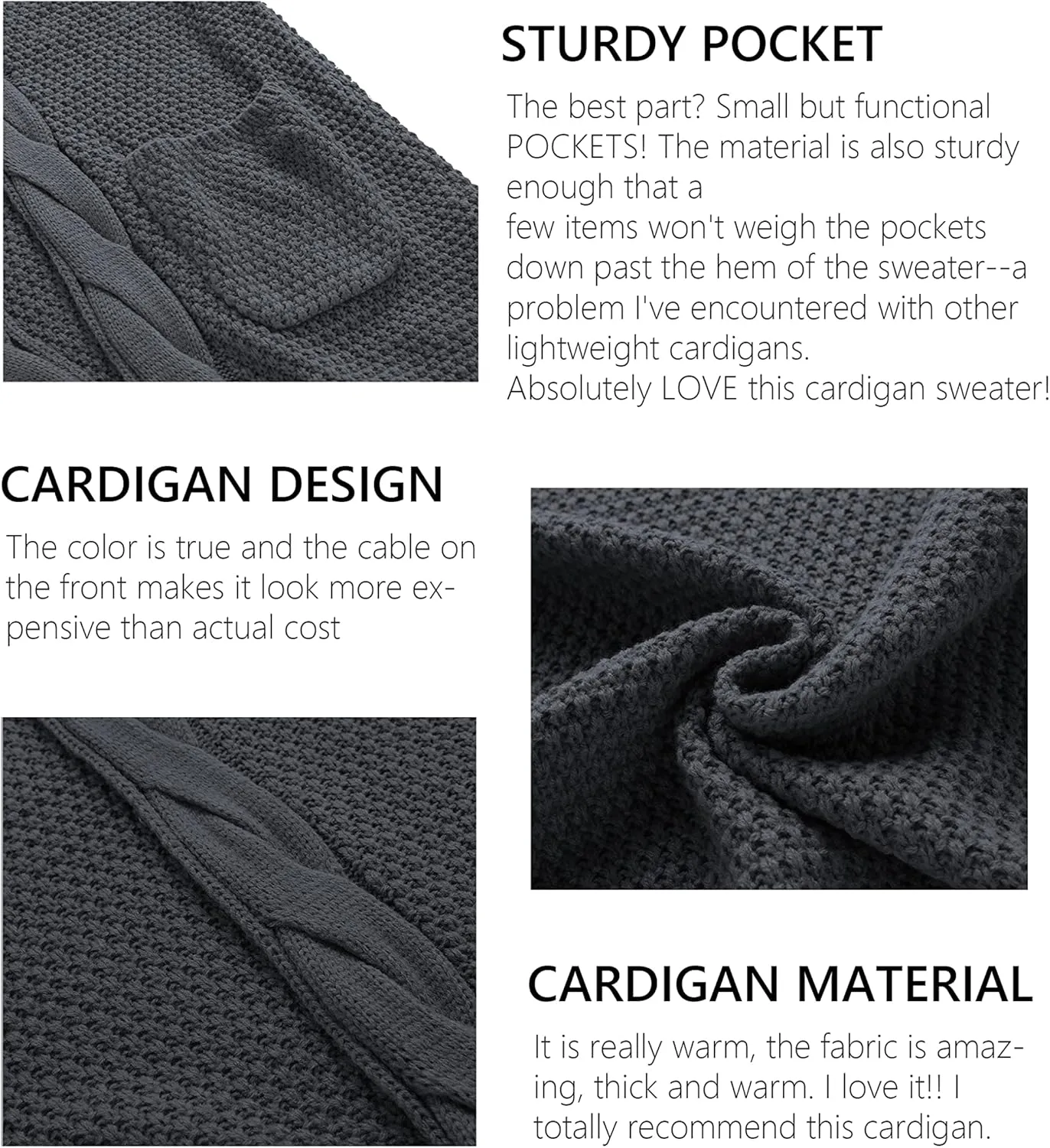 Traleubie Women's Open Front Long Sleeve Boho Boyfriend Knit Chunky Cardigan Sweater