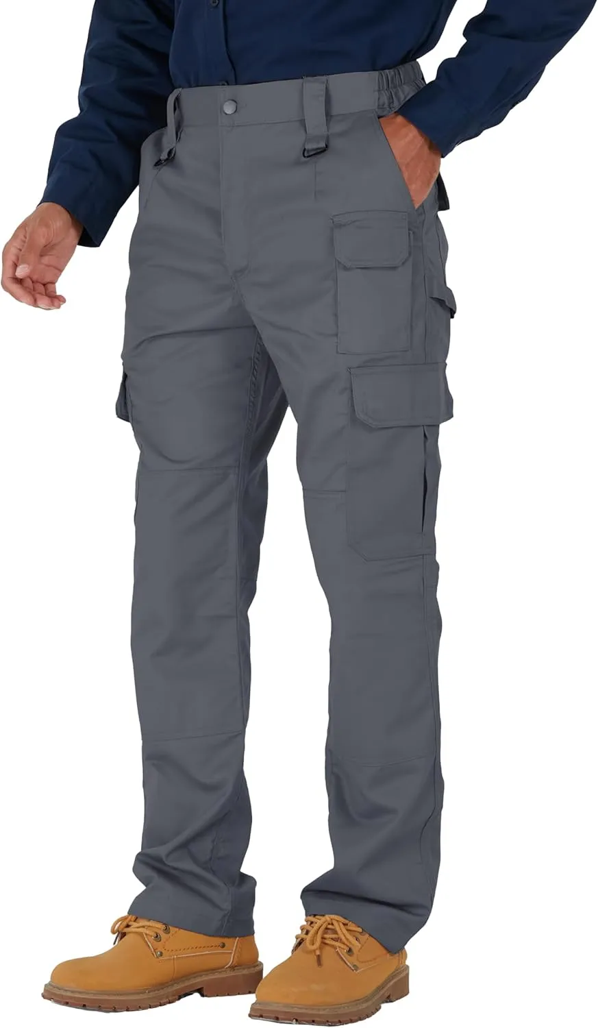 Ubon FR Pants for Men Flame Resistant Cargo Pants 9 oz FRC Pants Elastic Waist Fire Retardant Work Pants with 7 Pockets