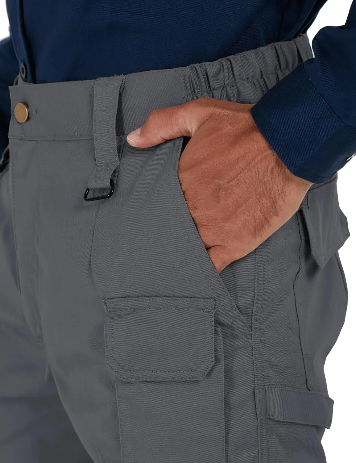 Ubon FR Pants for Men Flame Resistant Cargo Pants 9 oz FRC Pants Elastic Waist Fire Retardant Work Pants with 7 Pockets