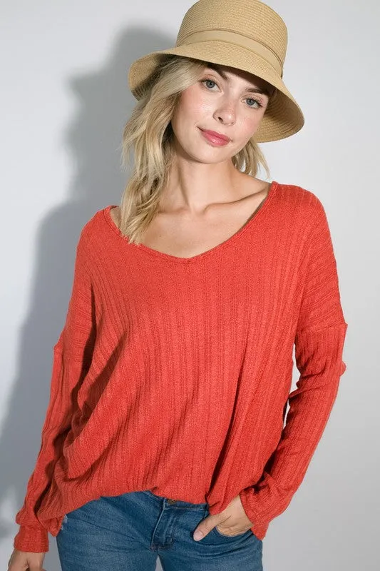 Variegated Cashmere Long Sleeve Top