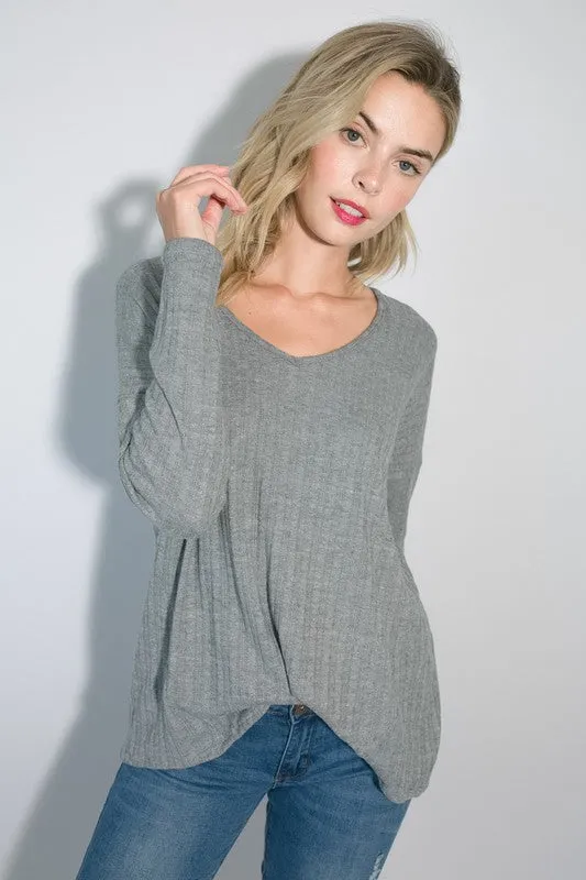 Variegated Cashmere Long Sleeve Top