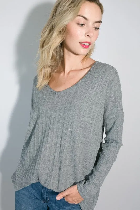 Variegated Cashmere Long Sleeve Top