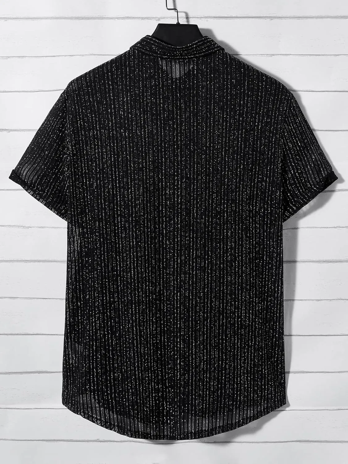 WDIRARA Men's Button Up Short Sleeve Cat Print Beachwear Striped Pocket Hawaiian Shirt Casual Collar Top