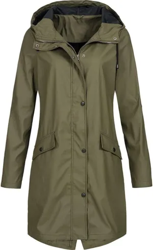 Women Long Rain Jackets Drawstring Long Sleeve Lightweight Raincoat Waterproof Fall Striped Climbing Trench Coats