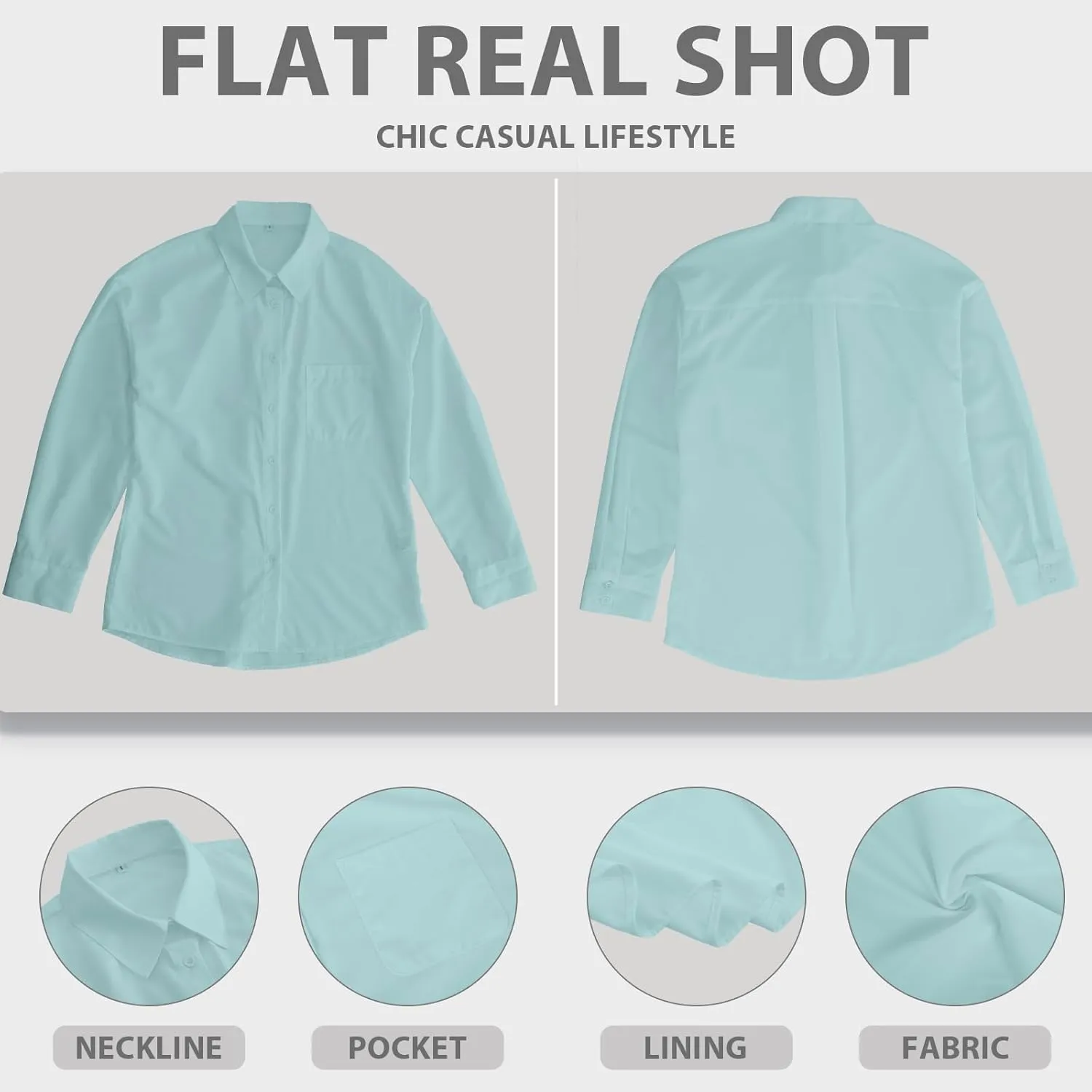 Womens Button Down Shirts Long Sleeve Wrinkle Free Work Office Button Up Dress Shirt with Pocket