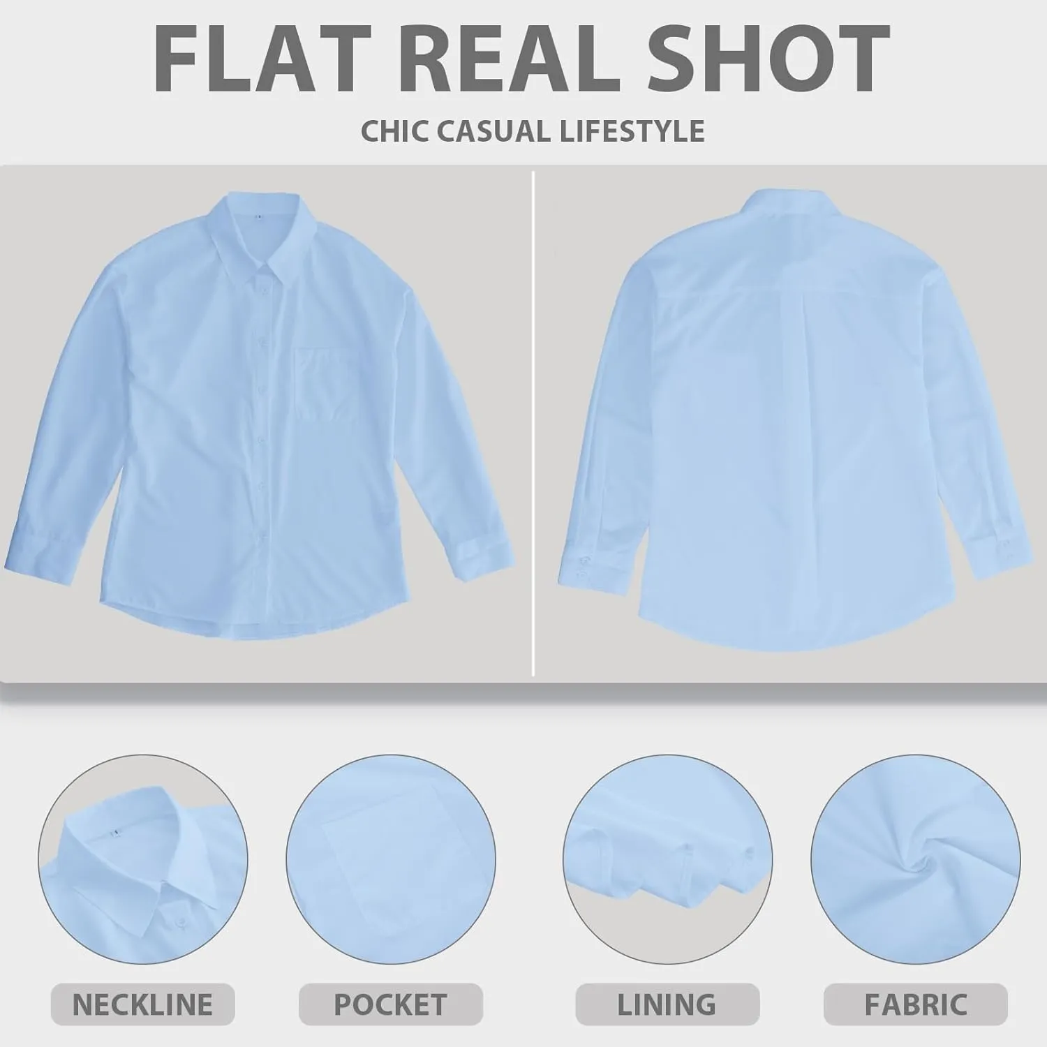 Womens Button Down Shirts Long Sleeve Wrinkle Free Work Office Button Up Dress Shirt with Pocket