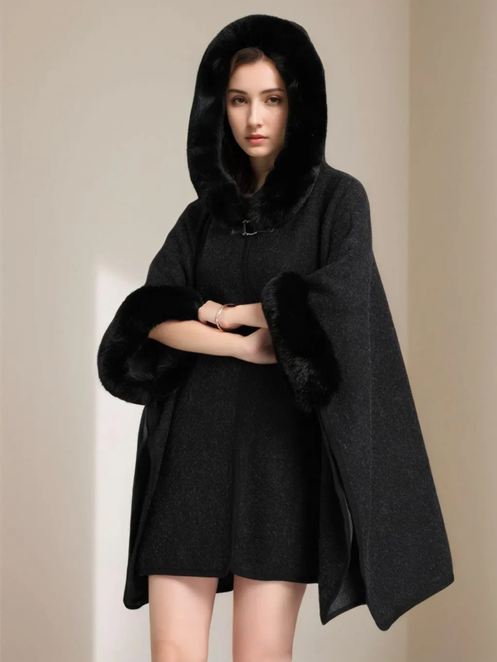 Women's Cardigan Shawl Cape Cloak Winter Warm Hoodie Cardigan Coat