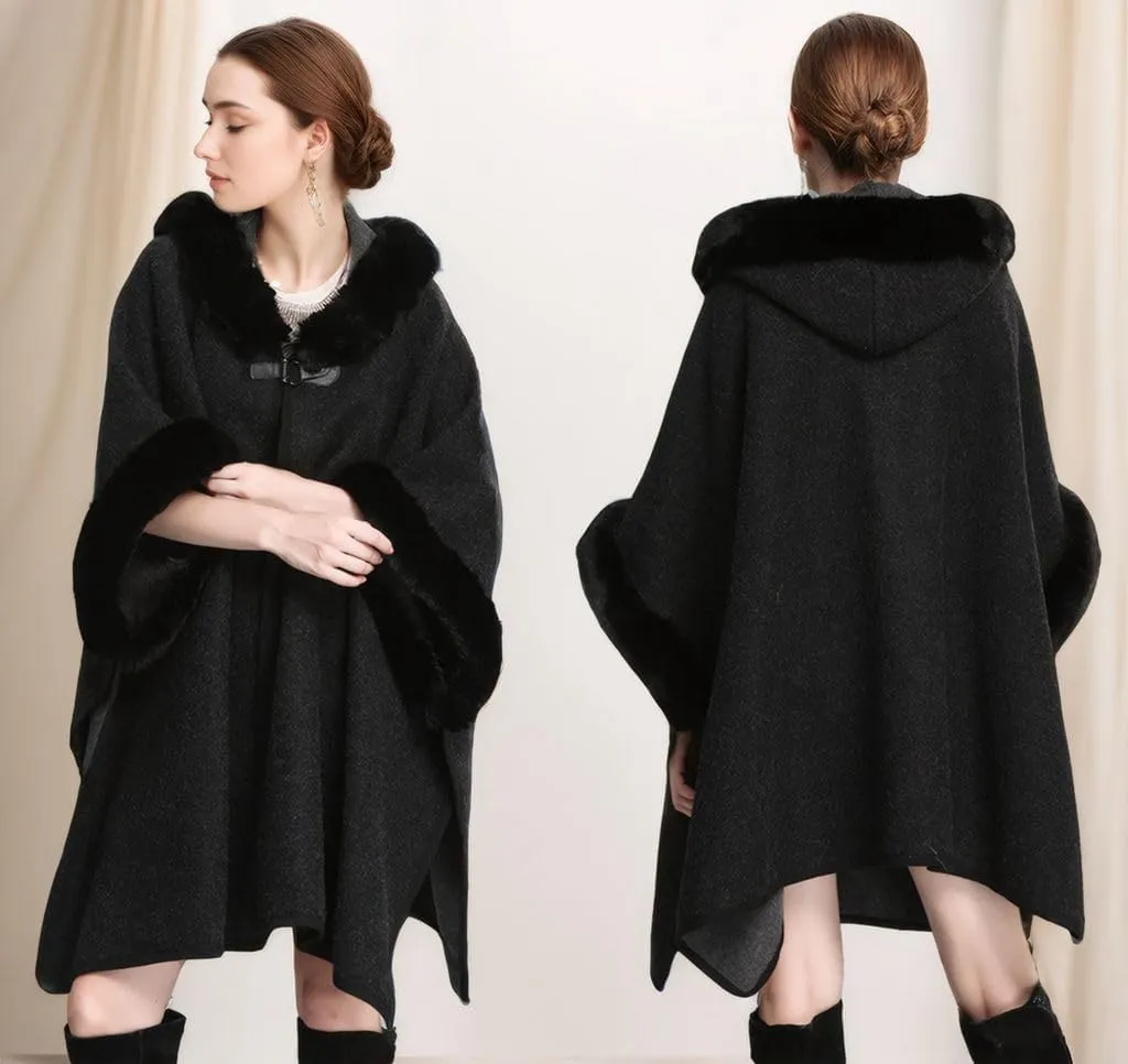 Women's Cardigan Shawl Cape Cloak Winter Warm Hoodie Cardigan Coat