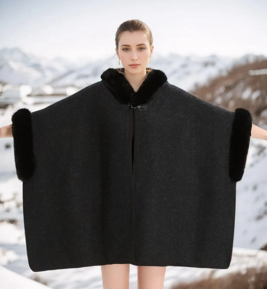 Women's Cardigan Shawl Cape Cloak Winter Warm Hoodie Cardigan Coat