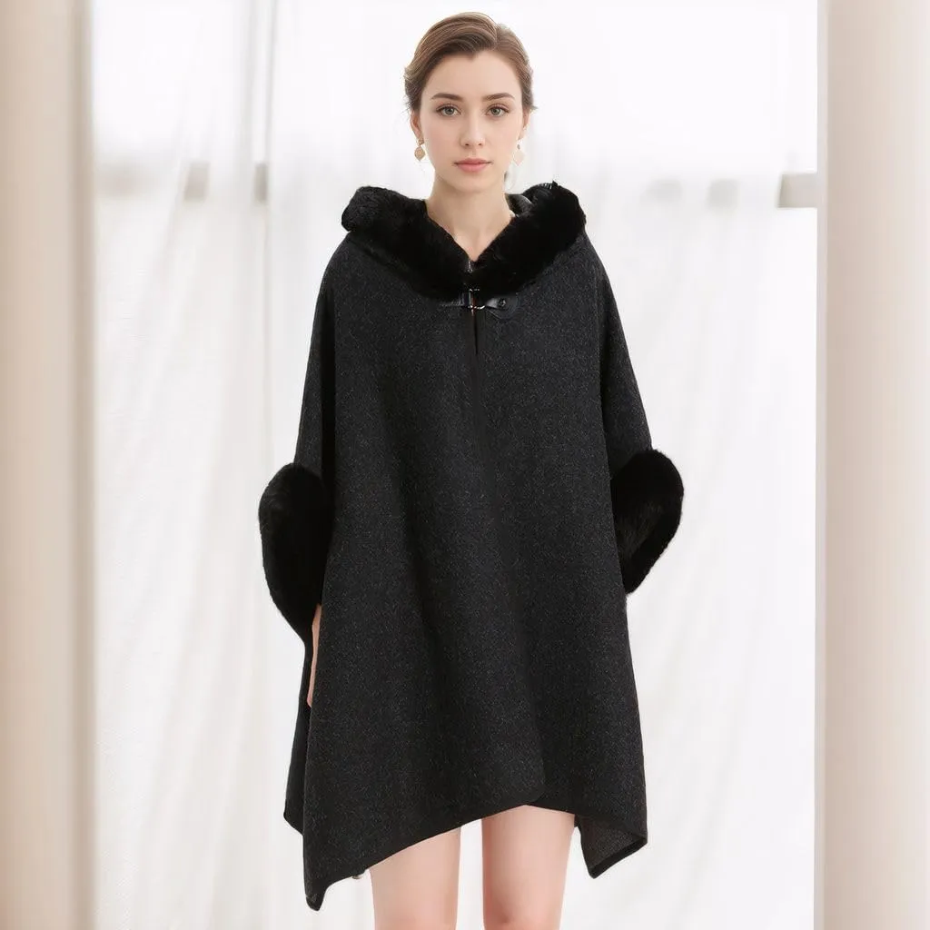 Women's Cardigan Shawl Cape Cloak Winter Warm Hoodie Cardigan Coat