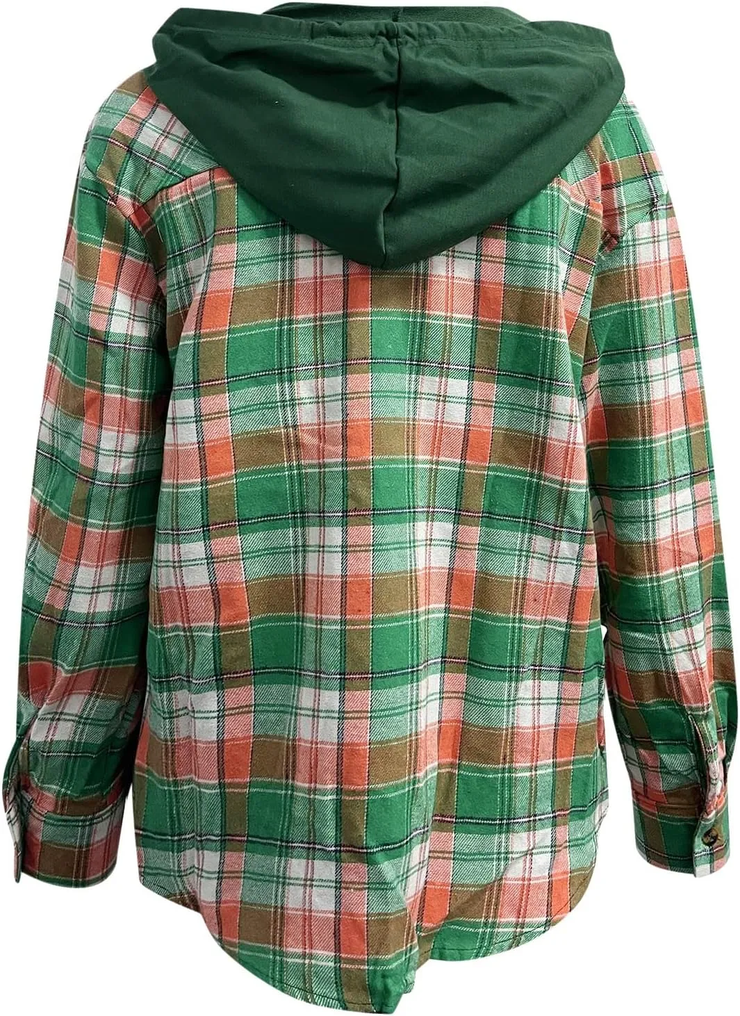 Womens Flannel Hooded Shacket Jacket Fashion Teen Girl Plaid Button Down Outerwear Shirts Preppy Fall Thin Hoodie Coat