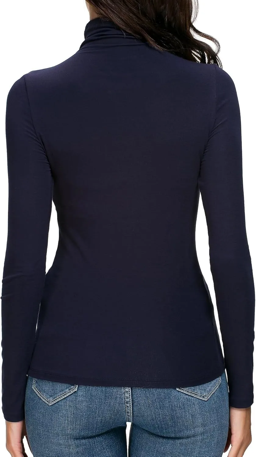 Womens Mock Turtleneck Long Sleeve Stretch Fitted Underscrubs Layer Tee Tops
